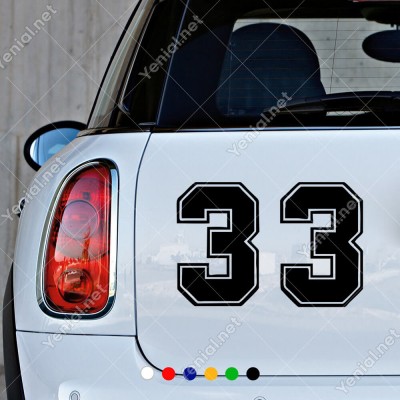 Dış Kontürlü 33 Numara Sayısı Sticker Yapıştırma