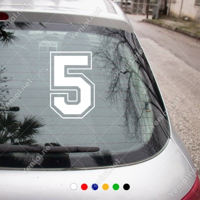 Dış Kontürlü 5 Numara Sayısı Sticker Yapıştırma
