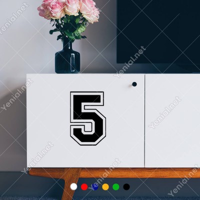 Dış Kontürlü 5 Numara Sayısı Sticker Yapıştırma