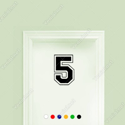 Dış Kontürlü 5 Numara Sayısı Sticker Yapıştırma