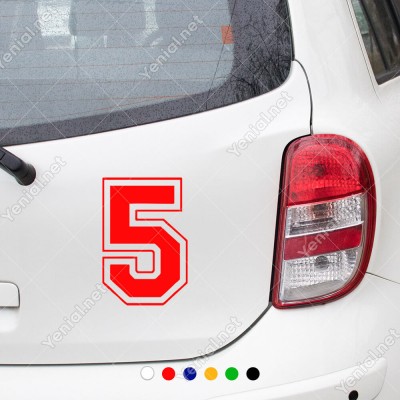 Dış Kontürlü 5 Numara Sayısı Sticker Yapıştırma