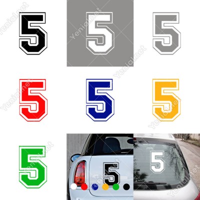 Dış Kontürlü 5 Numara Sayısı Sticker Yapıştırma