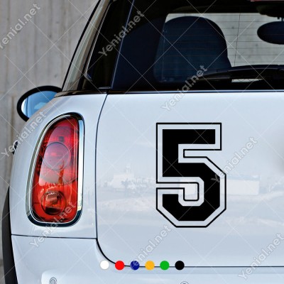 Dış Kontürlü 5 Numara Sayısı Sticker Yapıştırma