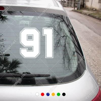 Dış Kontürlü 91 Numara Sayısı Sticker Yapıştırma