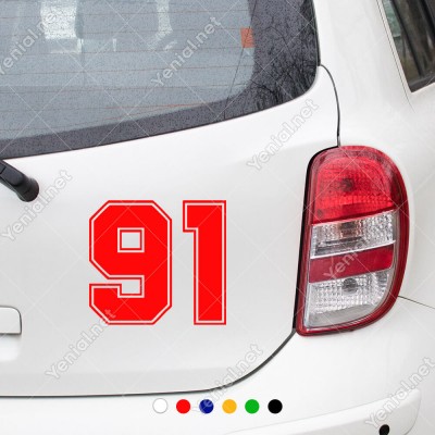 Dış Kontürlü 91 Numara Sayısı Sticker Yapıştırma