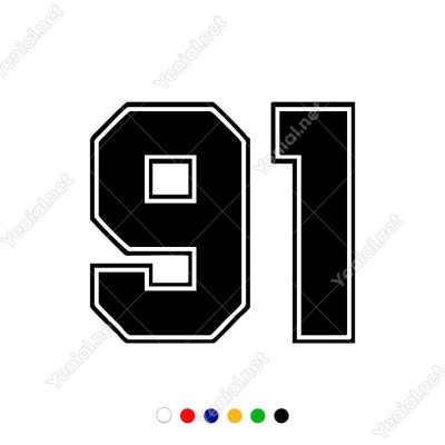 Dış Kontürlü 91 Numara Sayısı Sticker Yapıştırma