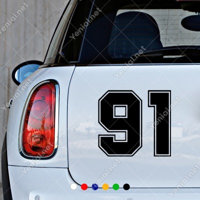 Dış Kontürlü 91 Numara Sayısı Sticker Yapıştırma