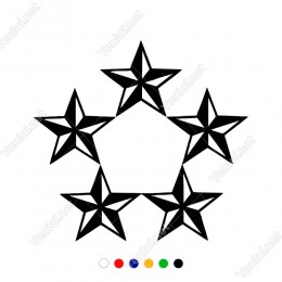 Efektli Birbirine Bağlı Beş Yıldız Sticker Yapıştırması