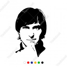 Eli Çenesinde Duran Genç Steve Jobs Sticker Çıkartma