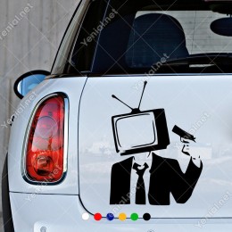 Elindeki Tabanca ile Televizyona Sıkan Adam Sticker