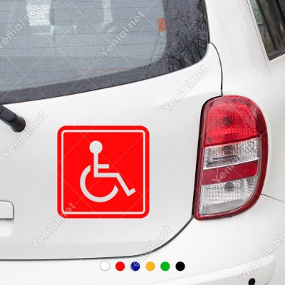 Engeli Arabası ve Engelli Kadın Araba İşareti Sticker