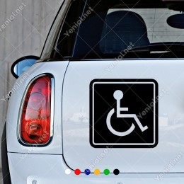 Engeli Arabası ve Engelli Kadın Araba İşareti Sticker
