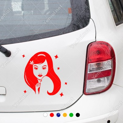 Etrafında Yıldız Bulunan Sevimli Kız Etiket Sticker Yapıştırma