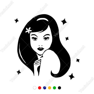 Etrafında Yıldız Bulunan Sevimli Kız Etiket Sticker Yapıştırma
