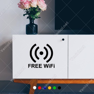 Free Wifi Yazısı ve İşareti Sticker Yapıştırma