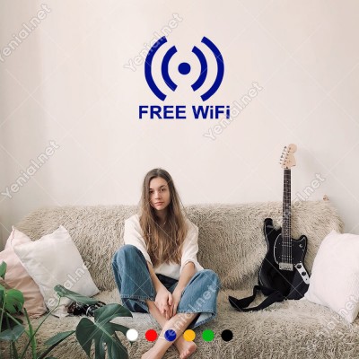 Free Wifi Yazısı ve İşareti Sticker Yapıştırma