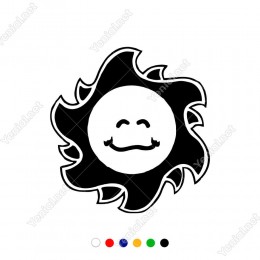 Gülen Sevimli Güneş Efekti Sticker Yapıştırma Etiket