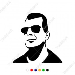 Güneş Gözüklü Bruce Willis Siyah Beyaz Sticker