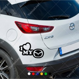I Love My Mazda Logo Araç Sticker