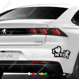 I Love My Peugeot Logo Yazısı Araç Sticker