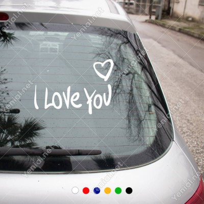 I love You Yazısı ve Sağ Üstte Kalp İşareti Sticker