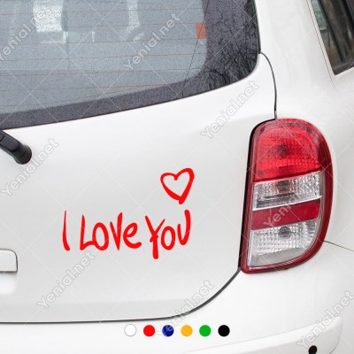 I love You Yazısı ve Sağ Üstte Kalp İşareti Sticker