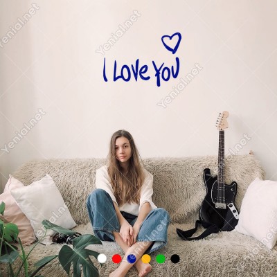 I love You Yazısı ve Sağ Üstte Kalp İşareti Sticker