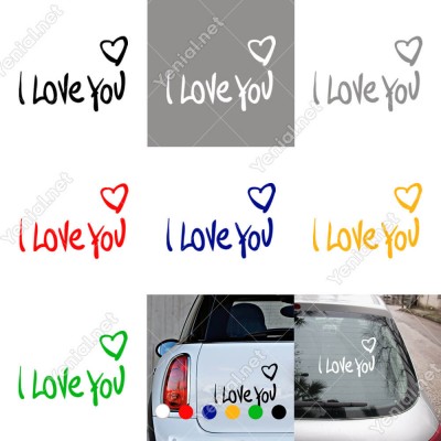 I love You Yazısı ve Sağ Üstte Kalp İşareti Sticker