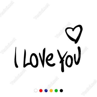 I love You Yazısı ve Sağ Üstte Kalp İşareti Sticker