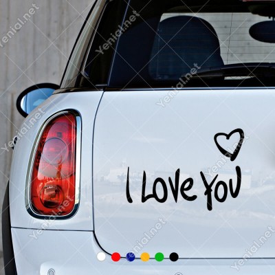 I love You Yazısı ve Sağ Üstte Kalp İşareti Sticker