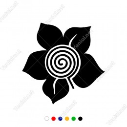 İçi Sprial Dönüşlü Beş Yapraklı Çiçek Etiket Sticker Yapıştırma