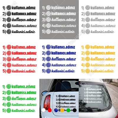 İnstagram Kullanıcı Adı Hesap Adı Sticker 2 Adet Araç Araba için
