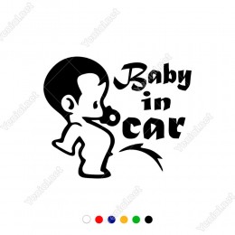 İşeyen Bebek Baby İn Car Yazısı Sticker Yapıştırma