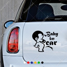 İşeyen Bebek Baby İn Car Yazısı Sticker Yapıştırma