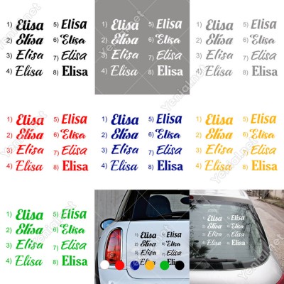 İsim Stickerı 8 Farklı Seçenekli Oto Araç Araba Sticker 2 Adet