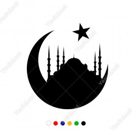 İstanbul da Cami ve Ay Yıldız Araba Duvar Sticker