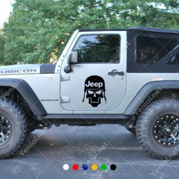 Jeep Logosu ve Kasklı Kuru Kafa Modifiye Araba Oto Sticker