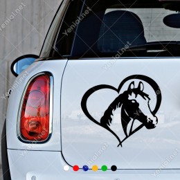 Kalbin İçinde At Kafası At Başı Sticker Yapıştırma