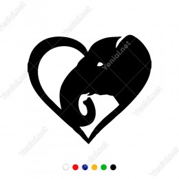Kalp ve Fil İşareti Petshop Araba Cam Vitrin Sticker