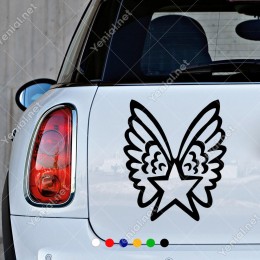 Kanatlı Yıldız Star Duvar Oto Araç Araba Sticker Yapıştırma
