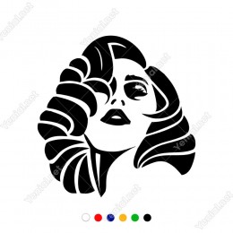 Kıvırcık Saçlı Dalgalı Kadın Duvar Araç Sticker
