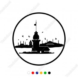 Kız Kulesi Martılar Ayasofya ve İstanbul Yazısı Sticker