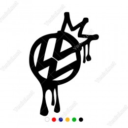 Kral Tacı ve Volkswagen Logosu Çamur Efektli Sticker