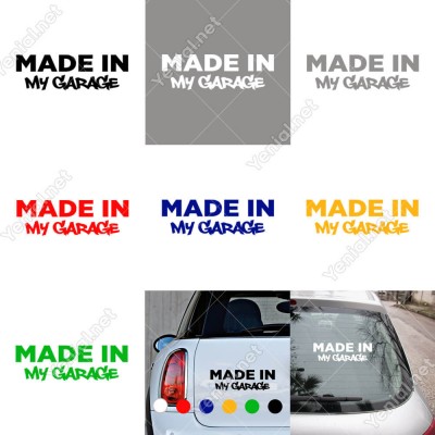 Made In My Garage Yazısı Etiket Sticker Yapıştırma