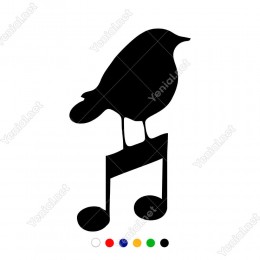 Müzik İşareti ve Kuş Etiket Sticker Yapıştırma