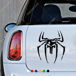 Örümcek ve Punisher Kuru Kafa Sticker Yapıştırma