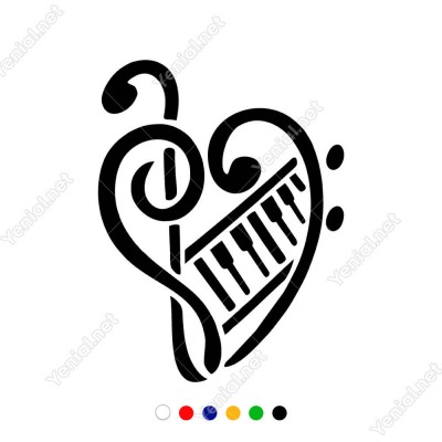 Piano ve Müzik Anahtarı Araba Duvar Sticker