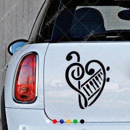 Piano ve Müzik Anahtarı Araba Duvar Sticker