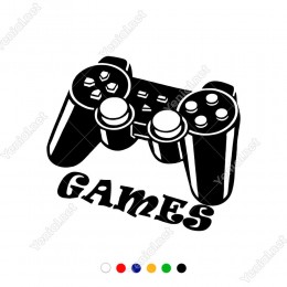 Playstation Oyuncu Kolu Joystick ve Games Yazısı Sticker