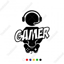 Playstation Oyuncusu Kolu ve Gamer Oyuncu Yazısı Sticker